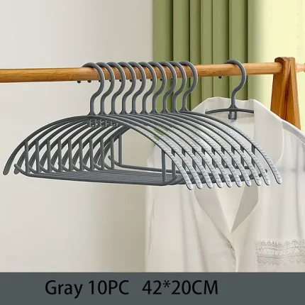 10pc Seamless Wide Shoulder Clothes Hanger Household Clothes Hanger Anti Slip Hook Dormitory Student Plastic Clothes Drying Support Clothes Rack