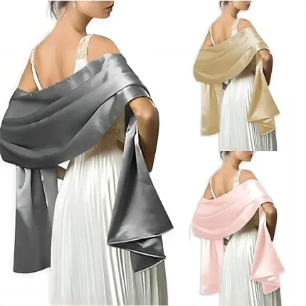 Elegant Women Satin Silk Scarf Evening Party Wrap Shawl Bridal Wedding Scarves